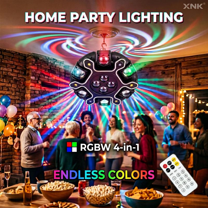 Cabeza móvil para DJ XNK 200W - Haz RGBW, estroboscopio de panal, DMX512, activado por sonido, luces LED coloridas, LED regulable, iluminación novedosa multicolor RGB para fiestas y escenarios summergarden, iluminación RGB dinámica, iluminación RGB ajusta
