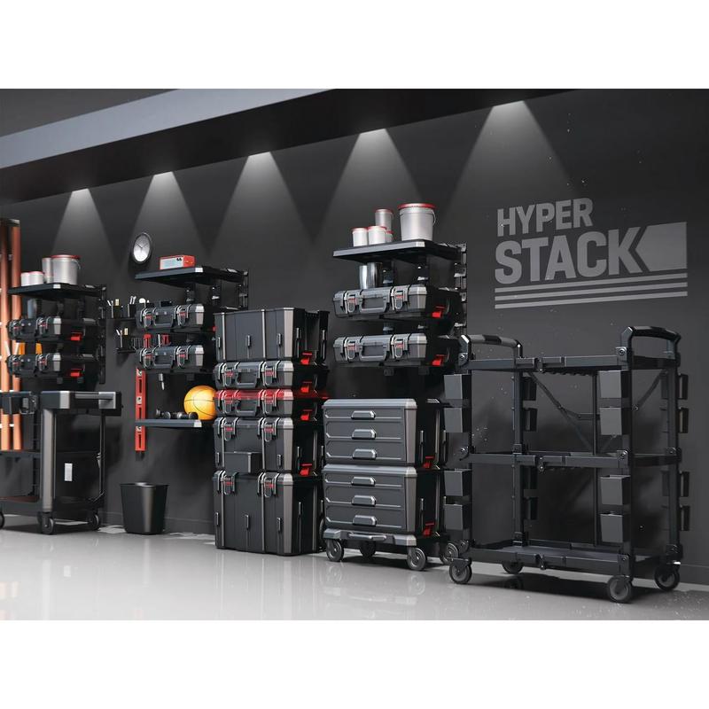 Sistema modular rodante de 3 piezas Hyper Tough Hyper Stack de alta resistencia, color negro.