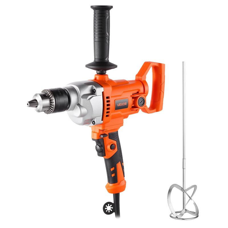 Mezcladora de taladro VEVOR, juego de mezcladora de taladro eléctrico con cable de 5/8 pulgadas, 0-850 RPM, 5.8 A, taladros mezcladores, máquina de taladros mezcladores con mango en D para taladrar y mezclar, mezcladoras de cemento portátiles para forraje