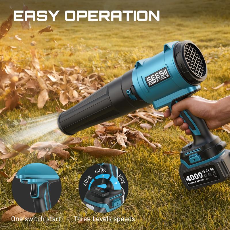 SEESII Soplador Turbo Jet 4 en 1 y sierra de pértiga inalámbrica de 8 pulgadas, pértiga telescópica extensible equipada con motosierra de 8 pulgadas y soplador de aire, ideal para podar el jardín, limpiar canalones, secar vehículos después del lavado, ref