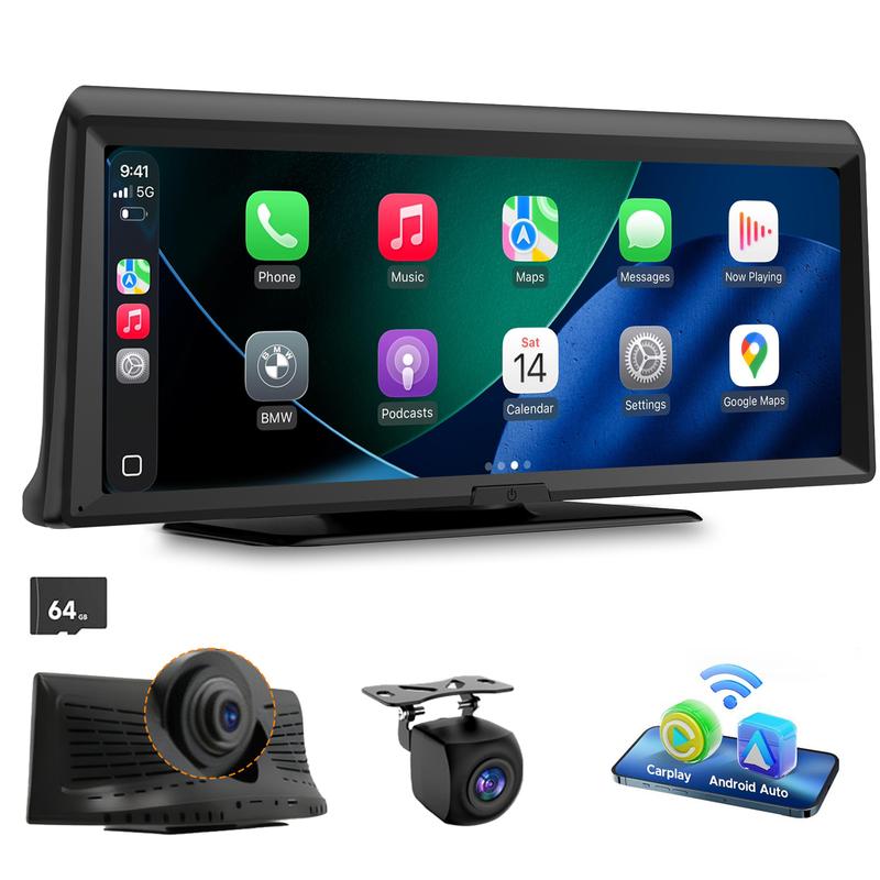 Cámara de salpicadero inalámbrica con pantalla táctil CarPlay de 8,14" (modelo 2026), cámara frontal 2K y cámara trasera 1080P, Android Auto/Bluetooth/GPS/Mirror Link, receptor estéreo universal para coche, cámara de salpicadero HD