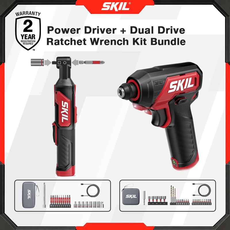 Kit de destornillador eléctrico SKIL PWRCORE GO + llave de carraca de doble accionamiento