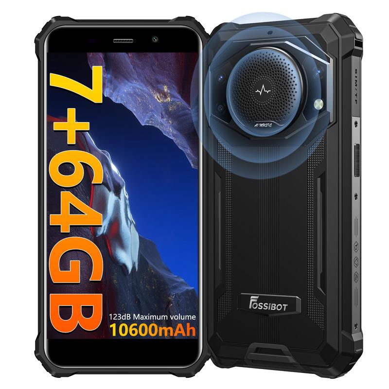 Teléfono resistente FOSSiBOT F101P, Android 13, 7 GB + 64 GB / 1 TB, smartphone resistente, batería de 10600 mAh, teléfono desbloqueado, volumen alto de 123 dB, cámara de 5,45" de 24 MP + 8 MP, smartphone resistente al agua, 4G, doble SIM, OTG, procesador