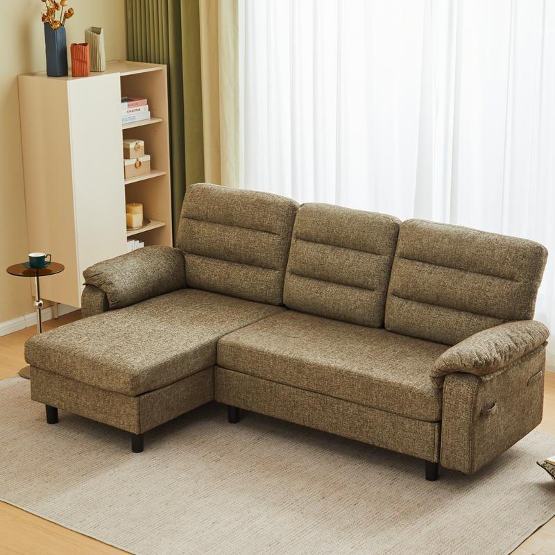 Sofá chaise longue modular en forma de L de 3 plazas - Sofá cama de asiento profundo, sofá tapizado moderno para sala de estar, muebles de apartamento