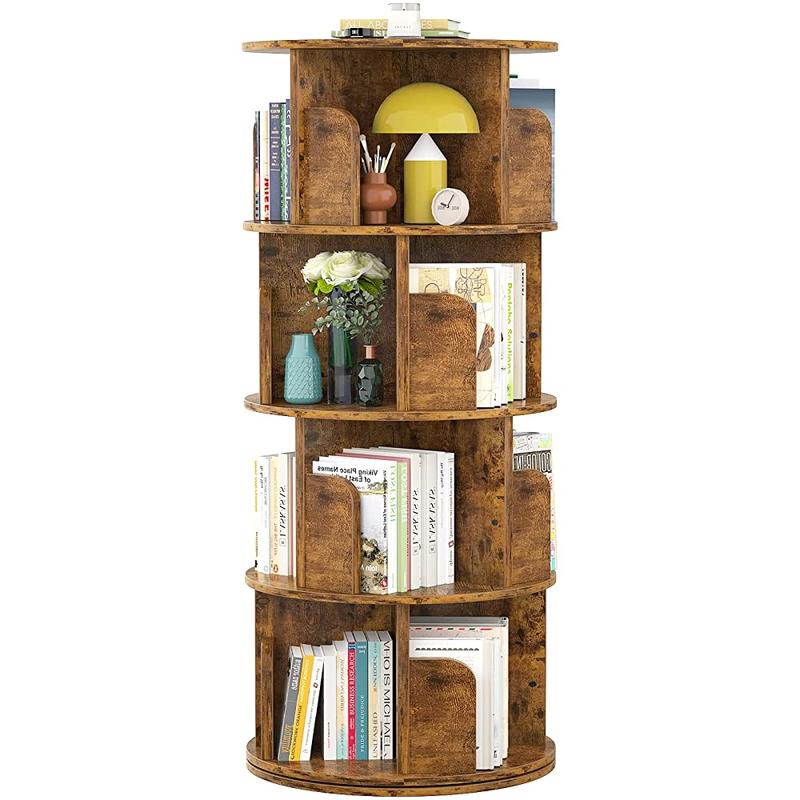 Estantería giratoria Homieasy de 4/5/6 niveles, torre de estantería giratoria de madera con exhibición de 360°, estantería de pie con almacenamiento, estantería giratoria de esquina para espacios pequeños, dormitorio, sala de estudio.