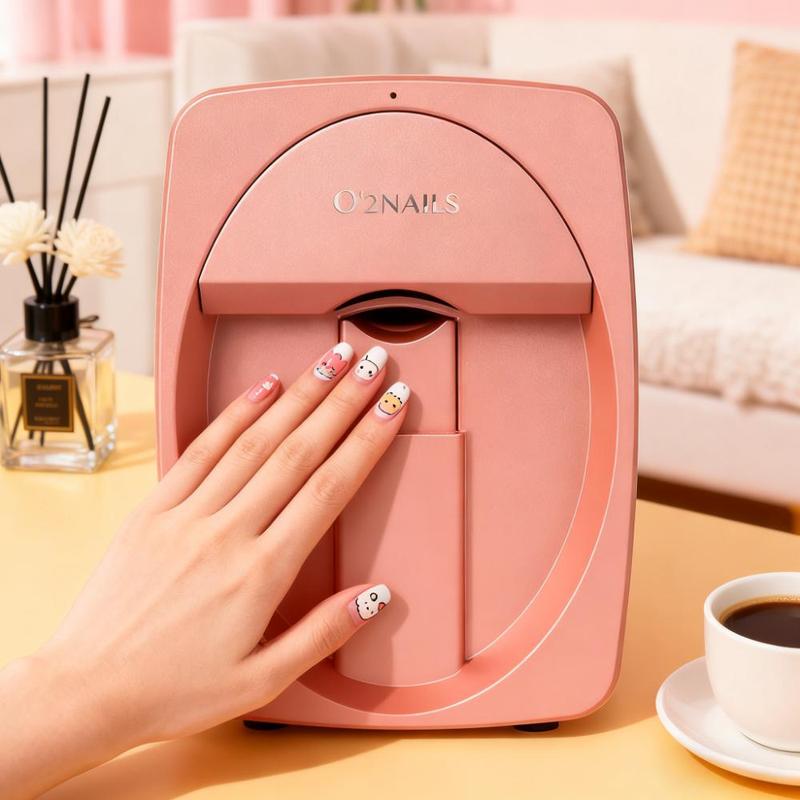 Impresora 3D de uñas, impresora digital móvil para decoración de uñas con control por aplicación, para uso en salones y hogares, impresión de fotos personalizadas/impresión rápida de aproximadamente 450 veces/10 s, diseño DIY de decoración de uñas rosa