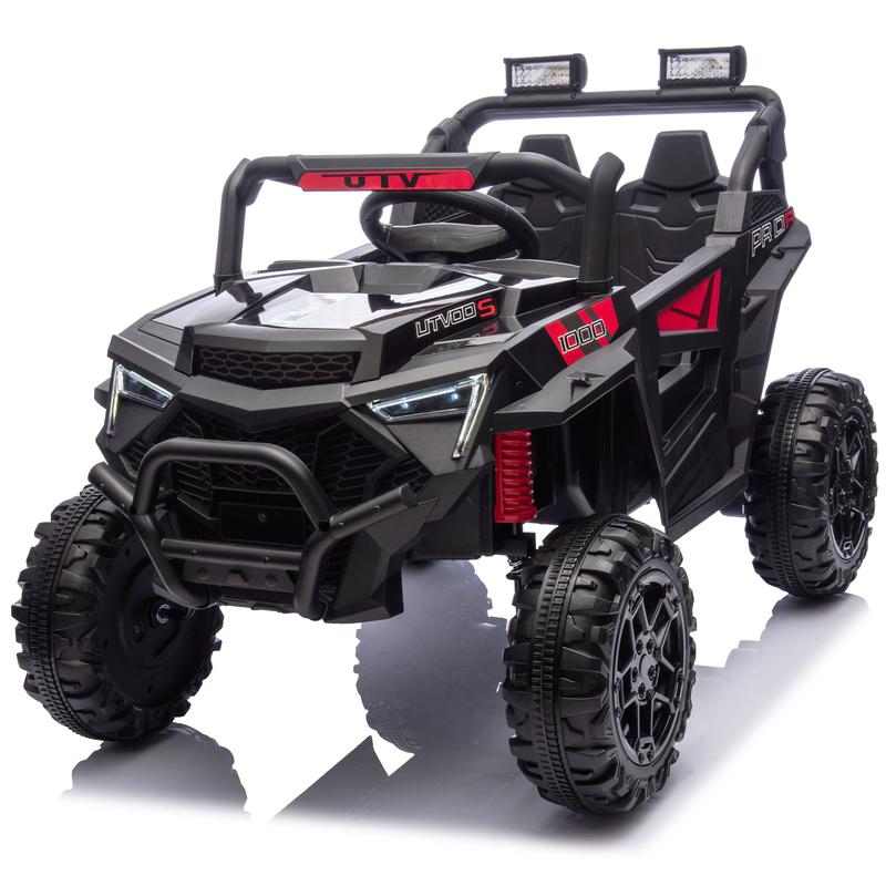 Coche todoterreno infantil UTV de 24 V y 400 W con control remoto, diseño de 4 ruedas, suspensión con amortiguación, luces LED, Bluetooth USB, indicador de batería, rueda motorizada, juguete para exteriores para niños de 3 años en adelante, diseño de cuat
