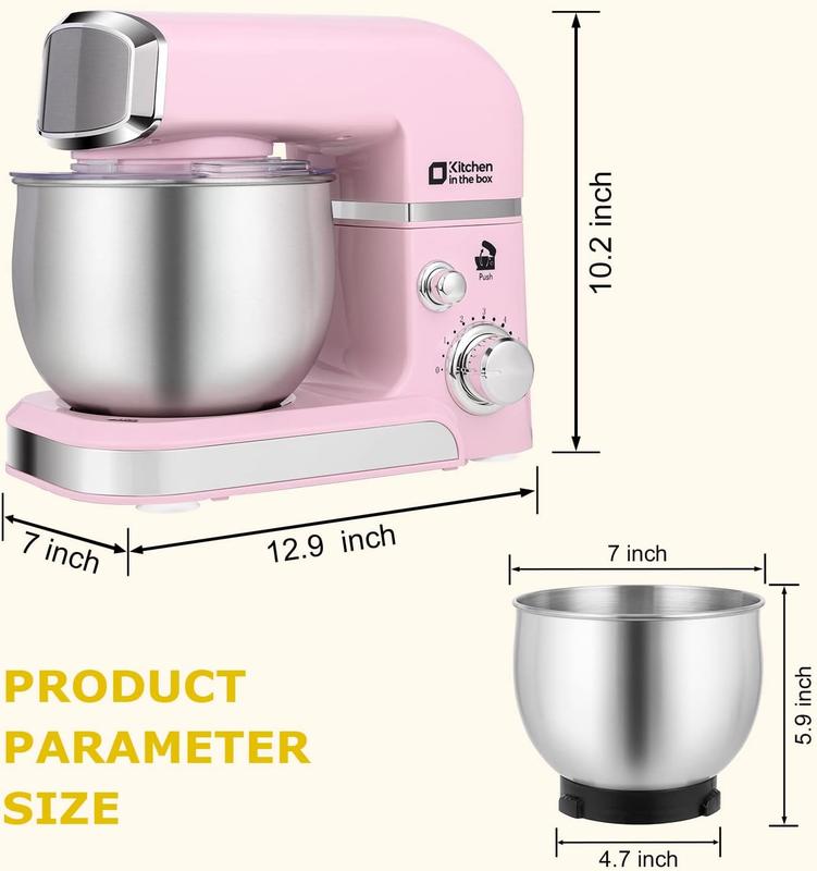 Batidora de pie Kitchen in the Box de 3,2 cuartos de galón: batidora de alimentos compacta y ligera, 6 velocidades, máquina mezcladora de cocina multifuncional para hornear pequeñas cantidades, batidora de pie multifuncional.