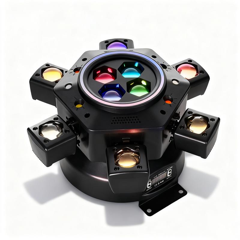 Luces de cabeza móvil para DJ, luces para fiestas 6 en 1 LED RGBW de 6 brazos, luces de escenario con control remoto DMX-512 y activación por sonido para bodas, fiestas, discotecas y karaokes.