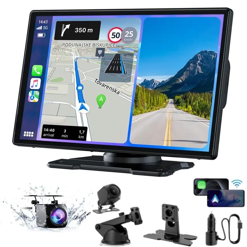 Autoestéreo inalámbrico portátil de 7/9 pulgadas con CarPlay - Reproductor multimedia para coche con Apple CarPlay, Android Auto, AirPlay y Mirror Link