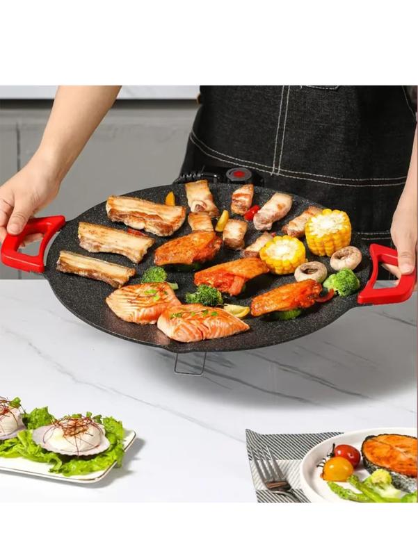 Parrilla eléctrica coreana portátil extragrande mejorada AORAN KITCHEN de 1800 W con bandeja para hornear antiadherente sin humo, control de temperatura ajustable, bandeja universal para asar, adecuada para cocinar en casa.