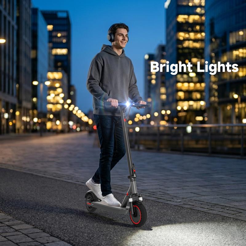 Patinete eléctrico para adultos, motor de 350-500 W, velocidad máxima de 30-35 km/h, autonomía de 34-45 km, neumáticos de 21,5-25,5 cm, patinete eléctrico plegable para adultos equipado con control por aplicación y sistema de doble frenado, plegable y por