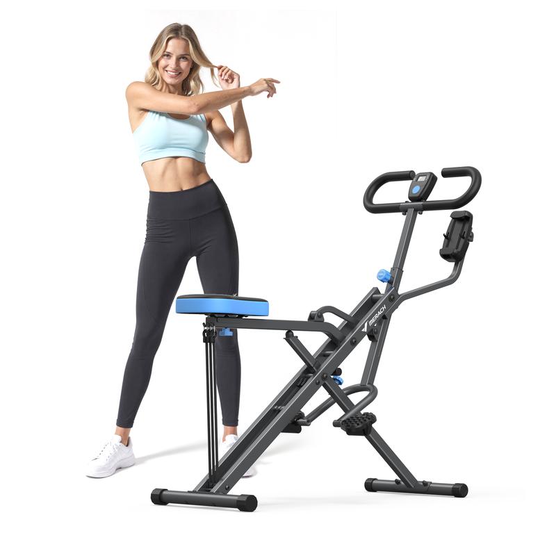 Máquina de remo y sentadillas 2 en 1 Merach, equipo de entrenamiento de glúteos y piernas con resistencia ajustable y monitor LCD, capacidad de 350 libras, ideal para gimnasio en casa para mujeres (Summervibes).