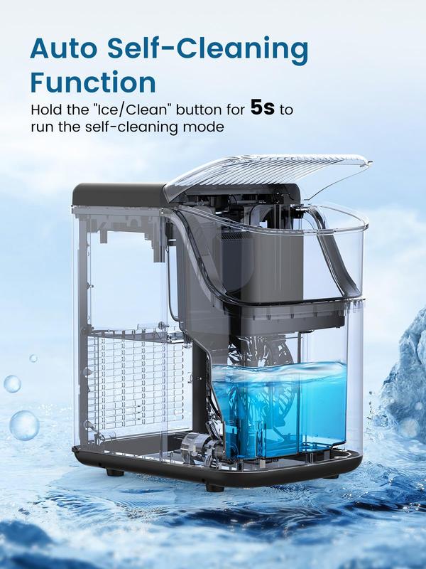 Máquina de hielo COWSAR Nugget para encimera, máquina de cubitos de hielo blandos y masticables, fabricación rápida de hielo con un solo botón, 15,4 kg/día, autolimpiante, máquina de hielo portátil de acero inoxidable.