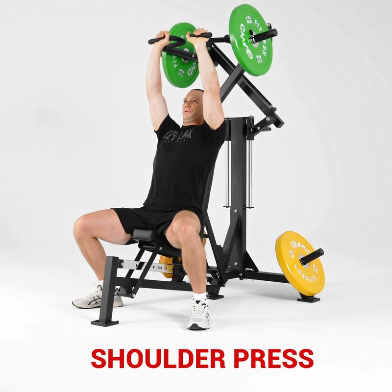 Máquina multifuncional V7 3 en 1 para press de banca y press de hombros, equipo de fitness para entrenamiento de fuerza con ángulos ajustables.