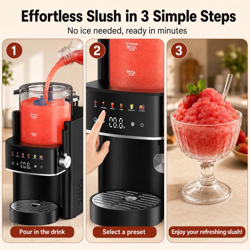 Máquina de granizados y helados S1, máquina para bebidas congeladas sin necesidad de hielo con 6 programas preestablecidos inteligentes, máquina de granizados de mostrador de 1,2 litros para bebidas de verano, margaritas, batidos, frappés, zumos congelado