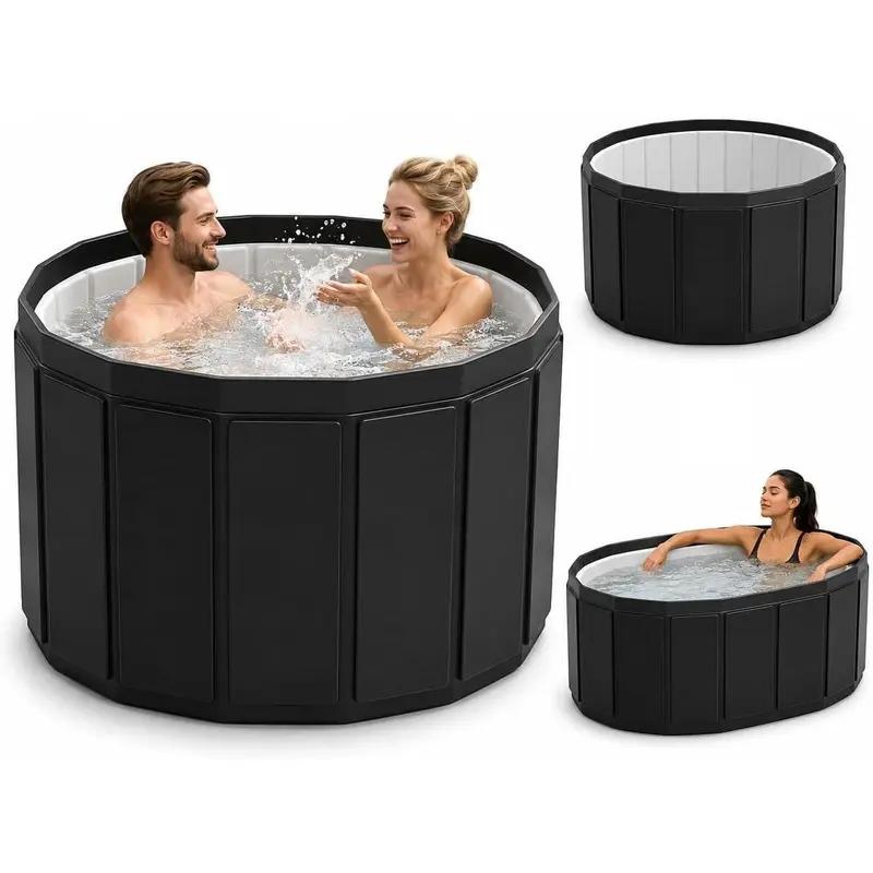 Bañera portátil para adultos, bañera plegable para baños de agua caliente y fría, bañera pequeña plegable para el baño, bañera portátil aislada de 6 capas, ahorra espacio (65 cm × 105 cm) #SummerVibes