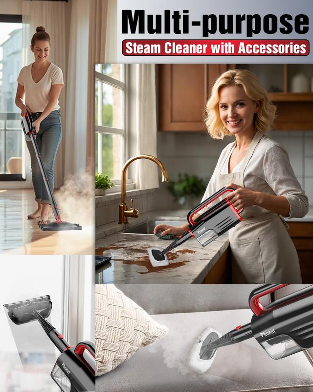 Limpiador a vapor ligero y desmontable para suelos, multisuperficies, 2 modos, 3 niveles de temperatura, máquina resistente para suelos de madera y juntas de baldosas, summerwins