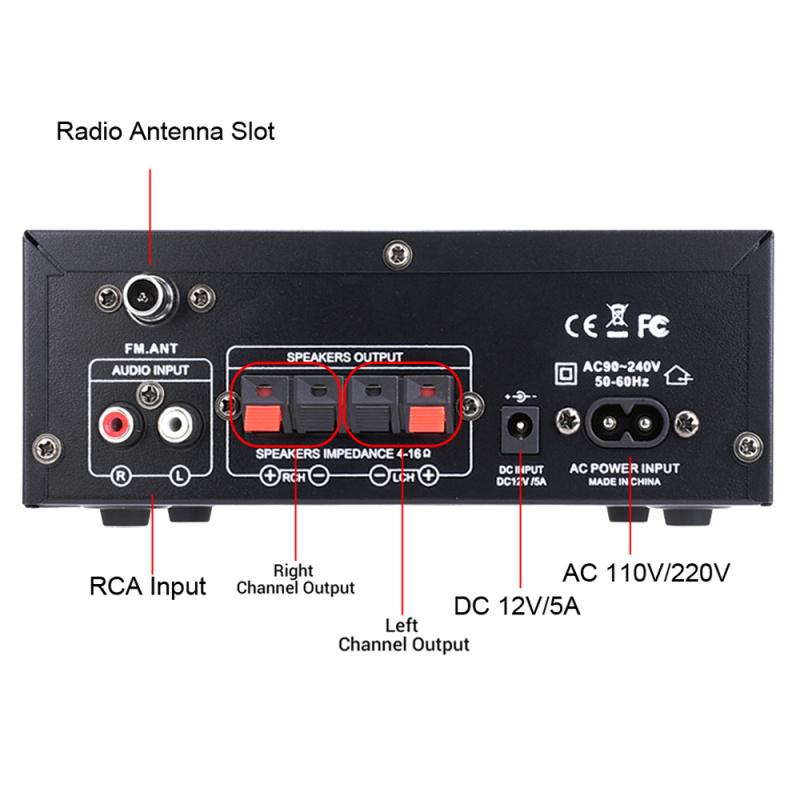 Amplificador estéreo Bluetooth 5.0 AK45 300W/AK45 Pro 400W HiFi de 2.0 canales con soporte para micrófono dual USB SD RCA para karaoke, cine en casa, fiestas y transmisión de audio. Máquina de karaoke summerwins