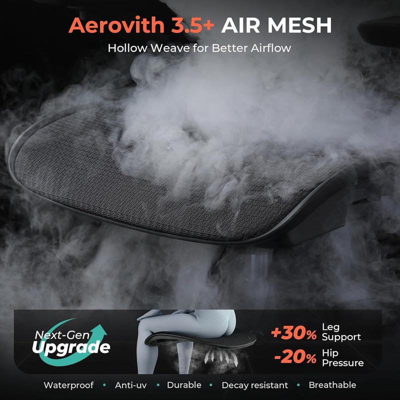 Silla de oficina ergonómica moderna ajustable CAPOT Aerovith de malla - Giro de 360 ​​grados, ruedas giratorias, excelente soporte lumbar, reposabrazos abatibles, asiento ajustable en altura, ideal para largas jornadas de trabajo en el escritorio, silla e
