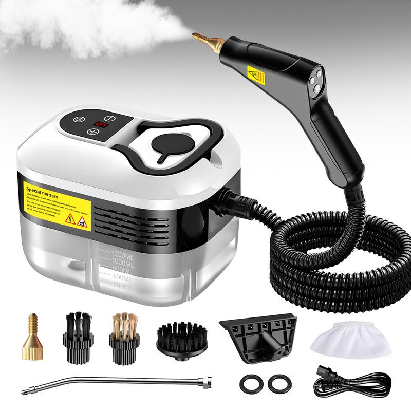 Limpiador a vapor portátil de mano con 10 accesorios, 6 niveles de ajuste, calentamiento rápido en 15 segundos, vaporizador de alta temperatura para grasa de cocina, azulejos, juntas, baño y limpieza de pisos de automóviles.