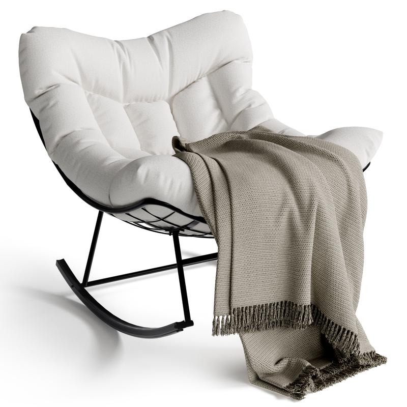 Mecedora Papasan extragrande Garvee, tumbona de ratán para exteriores con estructura metálica resistente, mecedora para interiores y exteriores, ideal para balcón, patio trasero, porche y dormitorio.