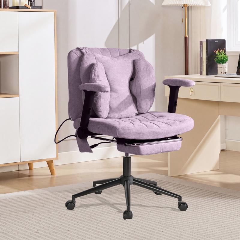 Silla de oficina SOUTTEE con ruedas y reposabrazos, soporte lumbar neumático y reposapiés retráctil, altura ajustable y asiento acolchado ancho. Ideal para oficinas en casa, meditación y vestidores. Artículos esenciales para dormitorios y decoración del h