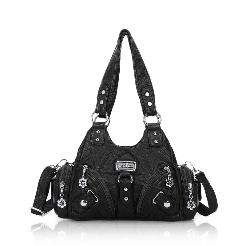 Bolso de mano pequeño y moderno para mujer Angel Kiss - Bolso tote multibolsillos de piel texturizada Vagen con cremallera, bolso de hombro Tramp, bolso Angel Kiss, accesorios para mujer, estilo veraniego
