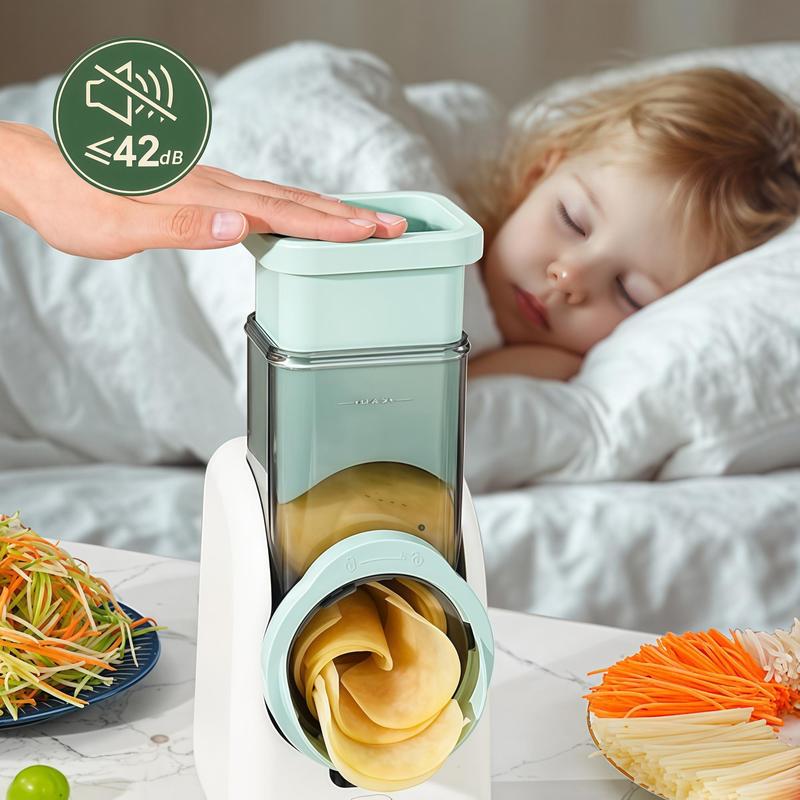 Cortador eléctrico de verduras y picador de alimentos ZQOZQO - Rallador de queso rotativo - Modelo de 6 cuchillas con función de picado o modelo de 8 cuchillas para un corte versátil, herramienta de cocina para una preparación rápida de alimentos.