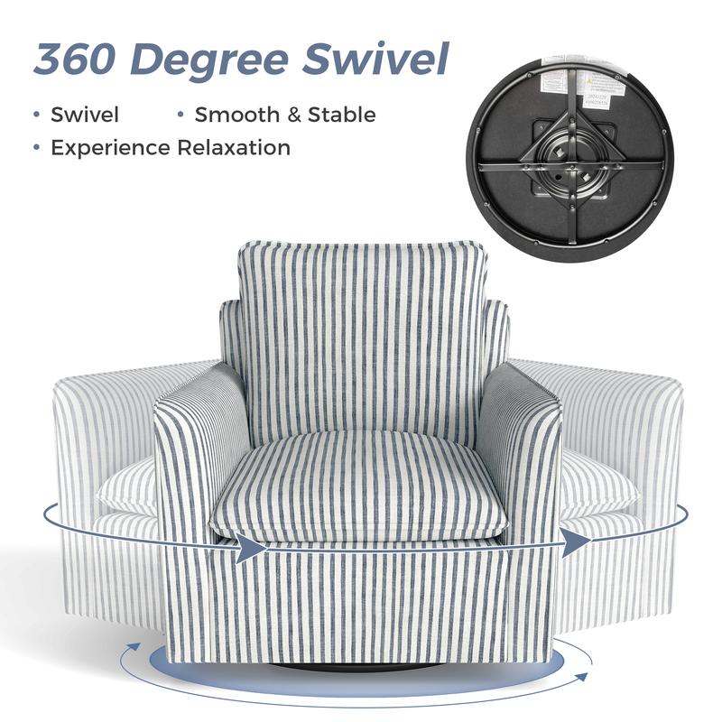 Sillón de lectura giratorio tapizado EBELLO con cojín de respaldo – Sillón moderno sin brazos con asiento suave y patas de madera para dormitorio, sala de estar, espacios pequeños, fácil de montar, silla de tocador