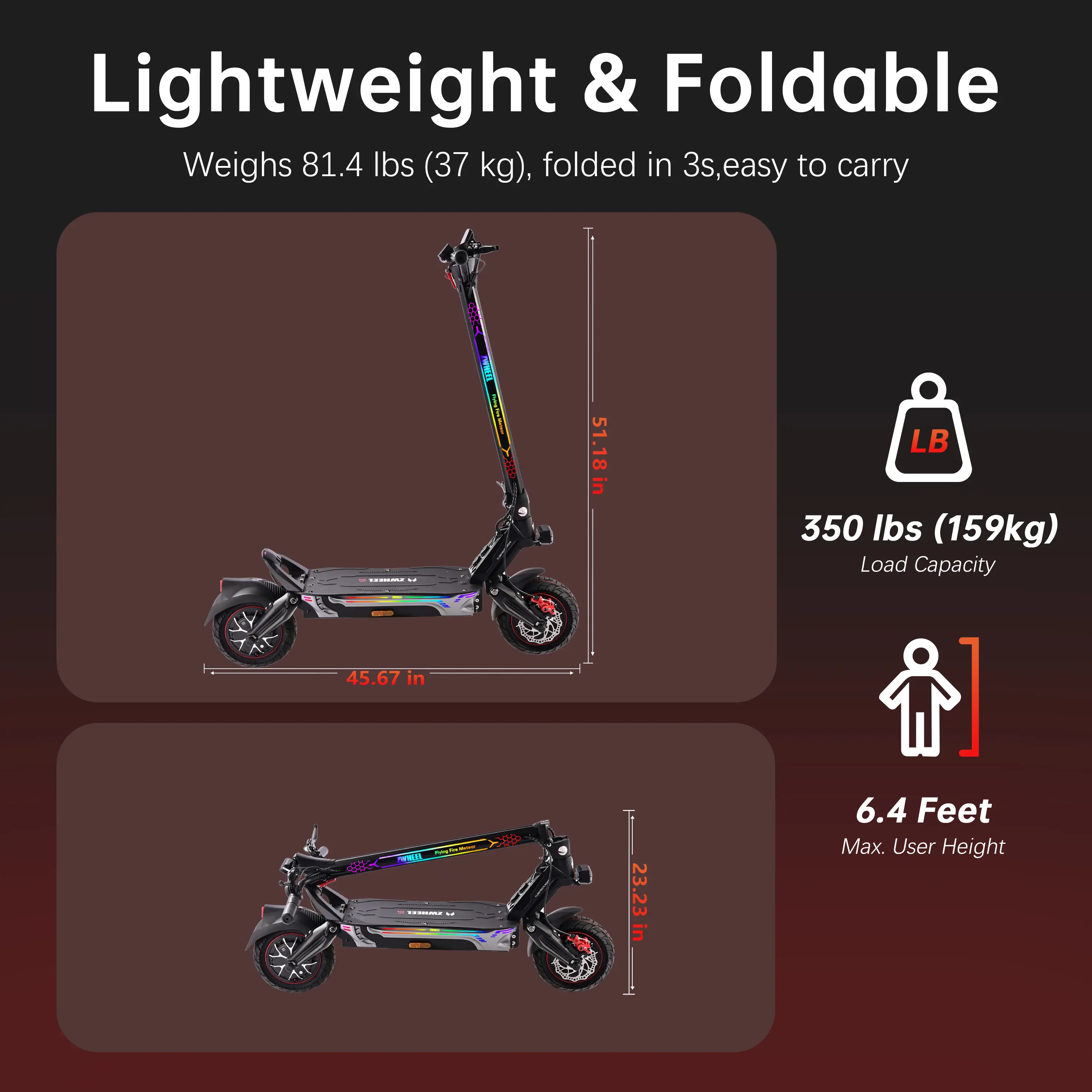 Potente patinete eléctrico Max Pro: autonomía de 50 millas, equipado con doble motor de 4000 W, velocidad de hasta 42 mph, neumáticos sin cámara de 11 pulgadas, suspensión delantera y trasera, desbloqueo manos libres, sistema antirrobo y diseño plegable.