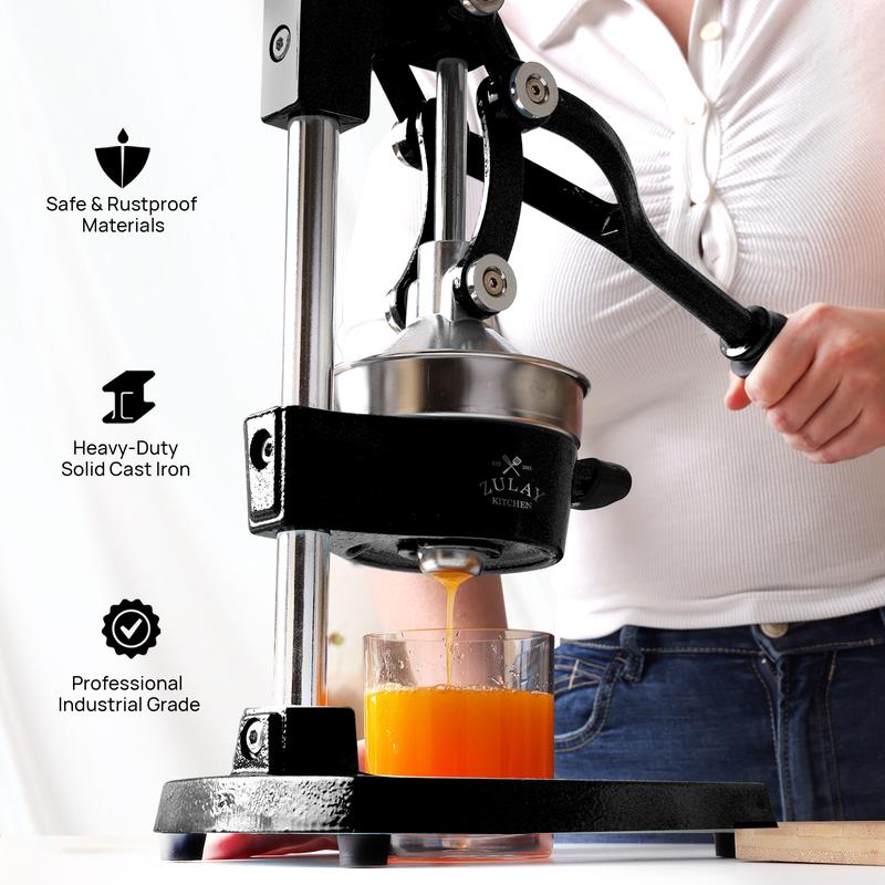 Exprimidor profesional de hierro fundido de alta resistencia para cítricos - Tazón de 12,7 cm, diseño duradero para una máxima extracción de jugo, fácil de limpiar y seguro de usar, garantía de por vida - Fruta