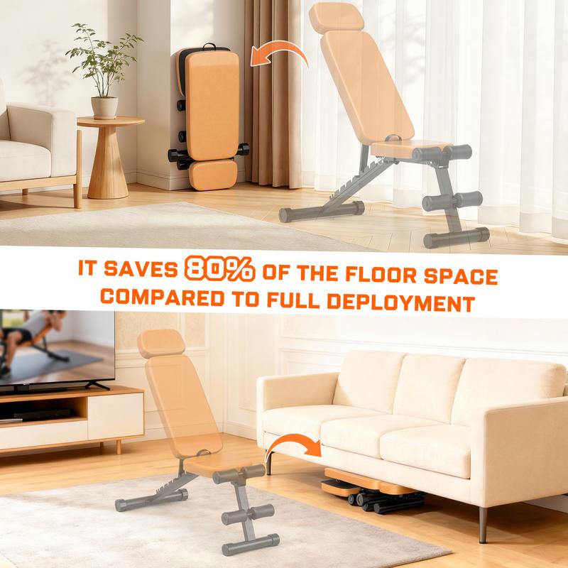 Banco de pesas ajustable Bearbro de 9 posiciones, banco de entrenamiento plegable tipo olímpico para gimnasio en casa, entrenamiento de fuerza de cuerpo completo, soporta hasta 800 libras.