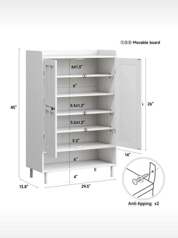 【18-24 pares y estantes ajustables】Armario para zapatos ONBRILL de 7+1 niveles estilo granja, zapatero moderno de 114 cm de altura con patas de metal, organizador de zapatos para entrada, puerta principal, muebles de sala de estar y dormitorio, regalo de 