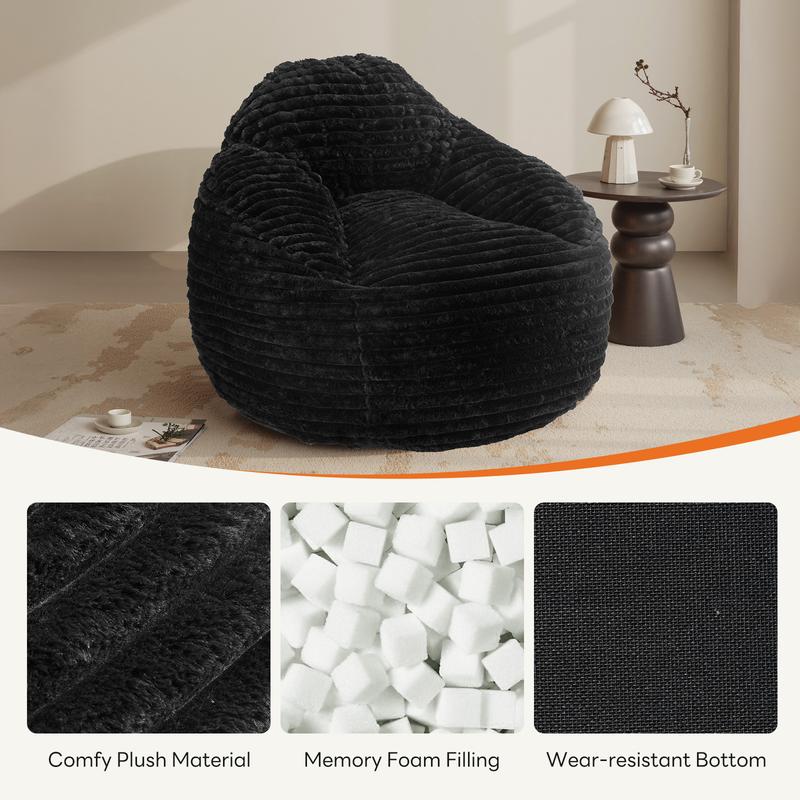 Sillón tipo puf, pufs de 99 cm para adultos y niños, silla con relleno de espuma viscoelástica, sofá tipo puf con respaldo y reposabrazos, sofá cómodo para sala de estar, dormitorio y residencia estudiantil, summerwins