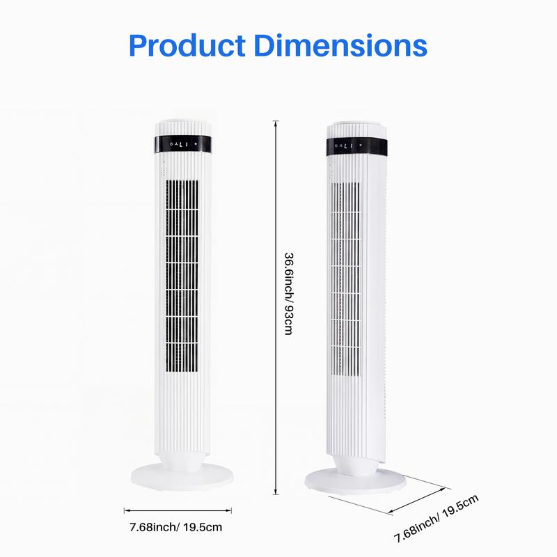 【Nuevo】Ventilador de torre para dormitorio, silencioso, de 28 dB, con temporizador de 12 horas, modo automático inteligente, oscilante de 64°, sin aspas, para el hogar y la oficina.