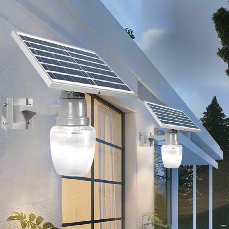 Luces solares, luces exteriores IP65 impermeables, apliques solares de pared, postes solares, encendido automático al anochecer, control remoto, luz blanca, montaje en pared o poste.