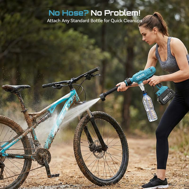 Hidrolavadora inalámbrica de alta presión SEESII, limpiadora de 1500 PSI con 1 batería de 4000 mAh, boquilla 6 en 1 y cañón de espuma para limpieza de automóviles, hogar y jardín. Ofertas para ti.