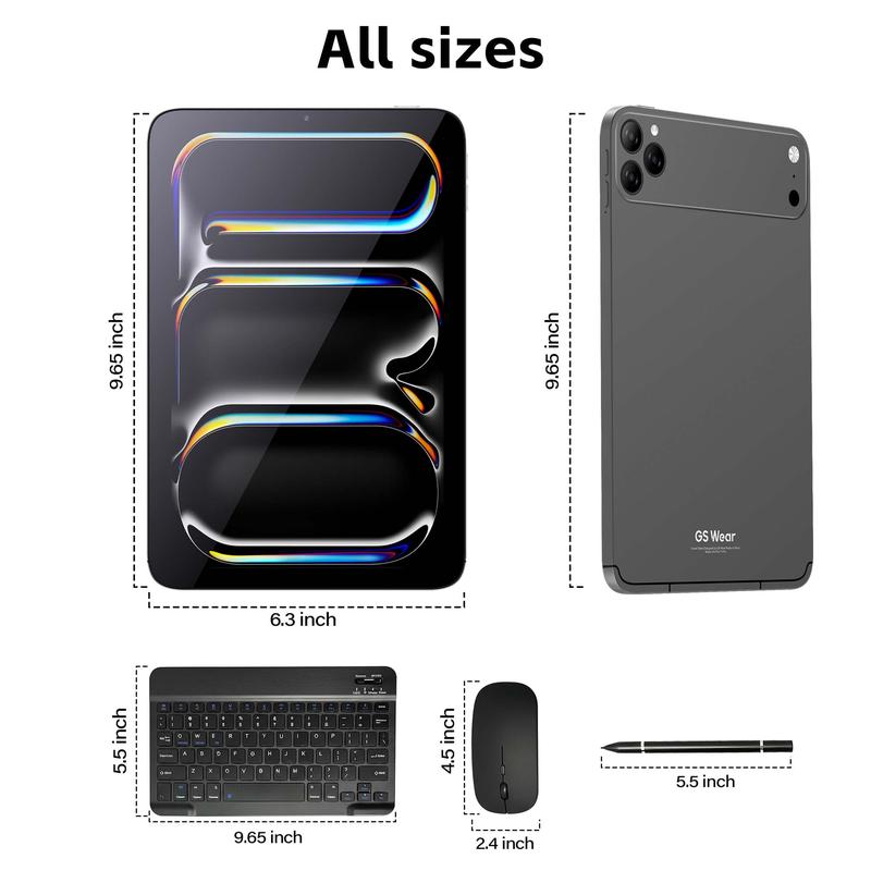Tablet Android 14 de 10,1" con pantalla 2K, 8+256 GB, compatible con WiFi y SIM, ideal para el hogar: streaming, lectura y navegación. Incluye teclado, ratón y lápiz óptico.