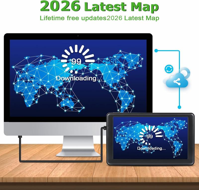 Navegador GPS para camiones con pantalla de alta definición de 7 a 9 pulgadas, sistema de navegación de 12 V para conductores comerciales, accesorios para semirremolques con 2026 actualizaciones de mapas gratuitas de por vida, navegación por voz, alertas 