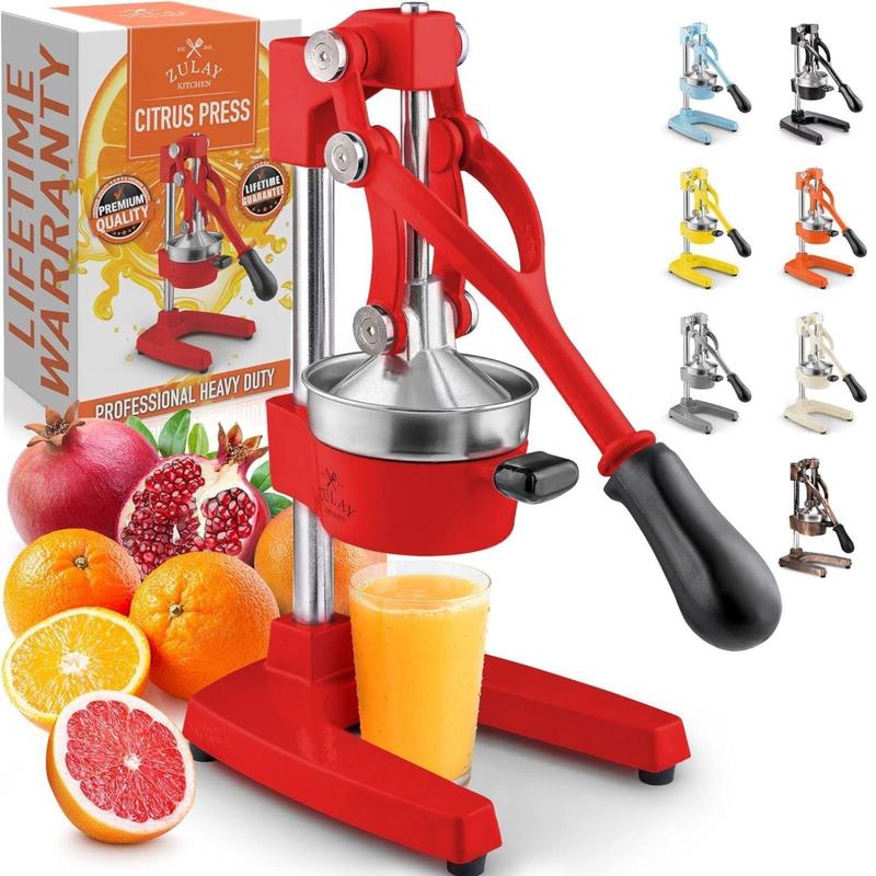 Exprimidor profesional de hierro fundido de alta resistencia para cítricos - Tazón de 12,7 cm, diseño duradero para una máxima extracción de jugo, fácil de limpiar y seguro de usar, garantía de por vida - Fruta