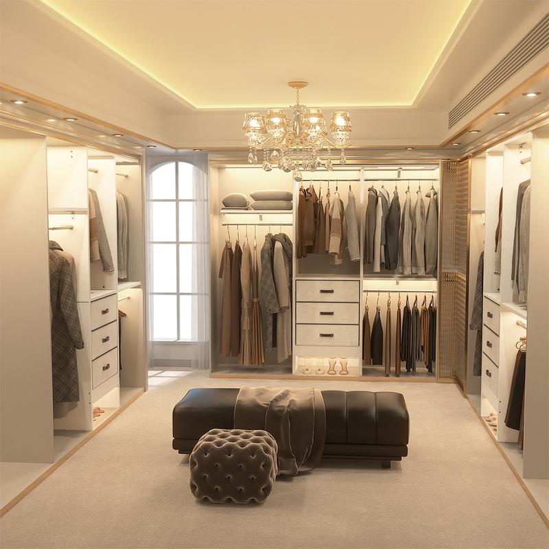 Armario vestidor Cyclysio de 152 cm de ancho con 3 compartimentos - Organizador de armario resistente de 1,5 m con cajones, barras para colgar ropa, 3 estantes y paneles ajustables, muebles para espacios pequeños, ideas de organización del hogar para habi