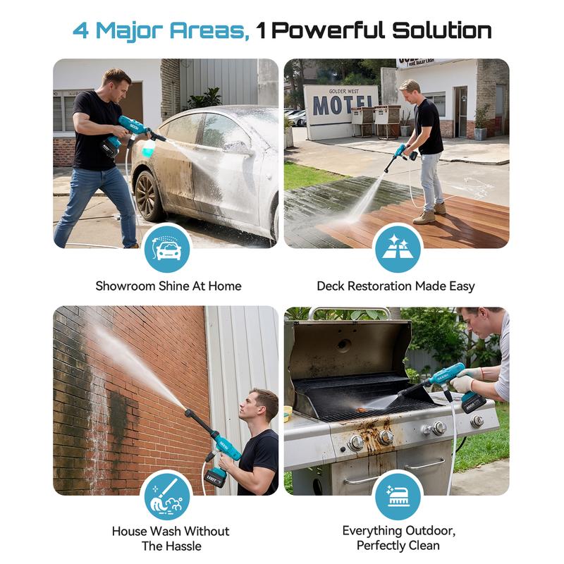 Hidrolavadora inalámbrica de alta presión SEESII, limpiadora de 1500 PSI con 1 batería de 4000 mAh, boquilla 6 en 1 y cañón de espuma para limpieza de automóviles, hogar y jardín. Ofertas para ti.
