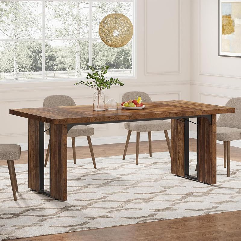 Mesa de comedor redonda de 119 cm para 4 personas - Madera de ingeniería de alta calidad, fácil de limpiar, impermeable, duradera, sillas no incluidas. Modo mesa con pedestal.