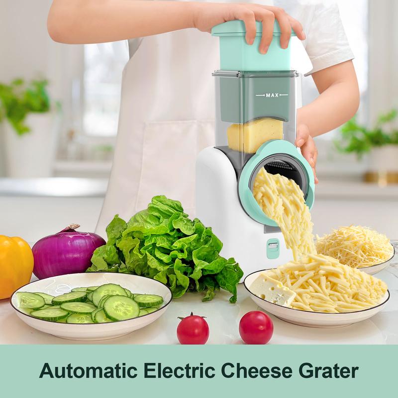 Cortador eléctrico de verduras y picador de alimentos ZQOZQO - Rallador de queso rotativo - Modelo de 6 cuchillas con función de picado o modelo de 8 cuchillas para un corte versátil, herramienta de cocina para una preparación rápida de alimentos.