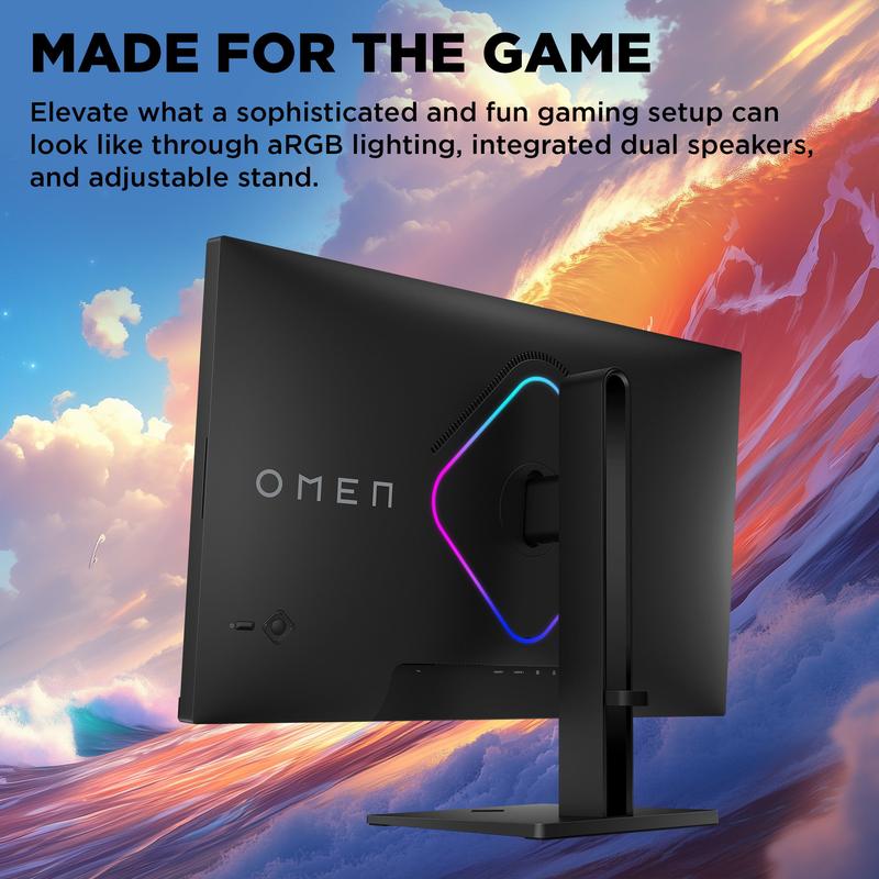 Monitor de escritorio OMEN 27qs G2 de 27 pulgadas, QHD, 280 Hz, plano y listo para juegos. Monitor de alto rendimiento de 26 a 28 pulgadas con diseño refinado, base, organizador de cables y puerto DP para actualización de juegos.