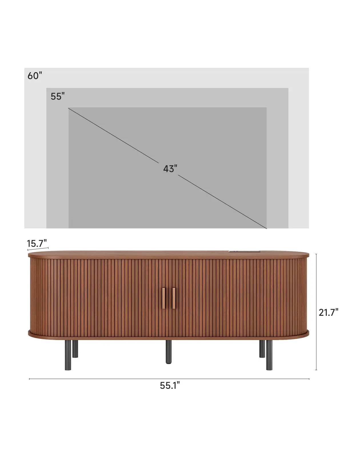 Mueble para TV acanalado de 55/63 pulgadas con toma de corriente