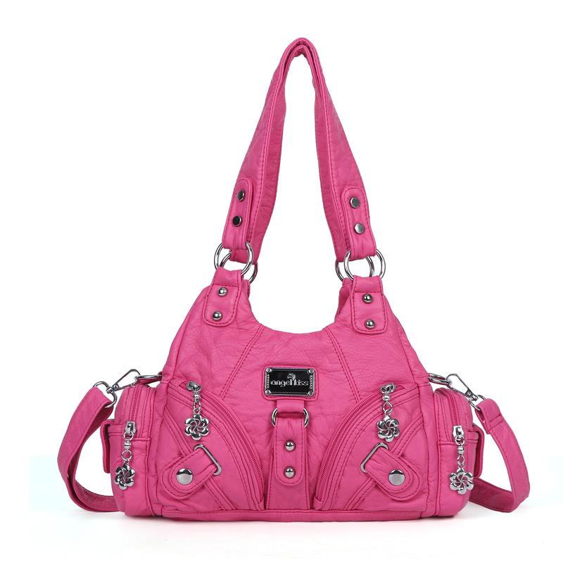 Bolso de mano pequeño y moderno para mujer Angel Kiss - Bolso tote multibolsillos de piel texturizada Vagen con cremallera, bolso de hombro Tramp, bolso Angel Kiss, accesorios para mujer, estilo veraniego