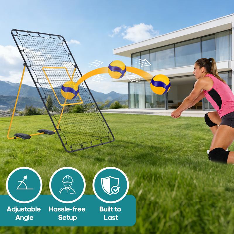 Red de rebote para voleibol Sweetcrispy de 2,1 x 1,2 m, entrenador portátil con estructura de acero y red de alta resistencia, 5 ángulos ajustables para adultos, playa y parque, voleibol, todas las edades, montaje portátil, multideporte, buen rebote, devo