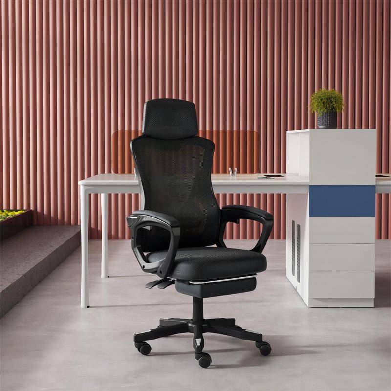Haojiating Silla De Oficina Ergonomica Gamer reclinable Soporte Lumbar Ajustable Con Reposa Pies
